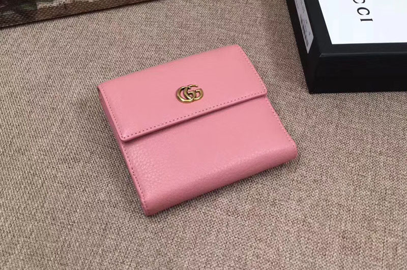 Gucci 456122 Leather french flap wallet Pink