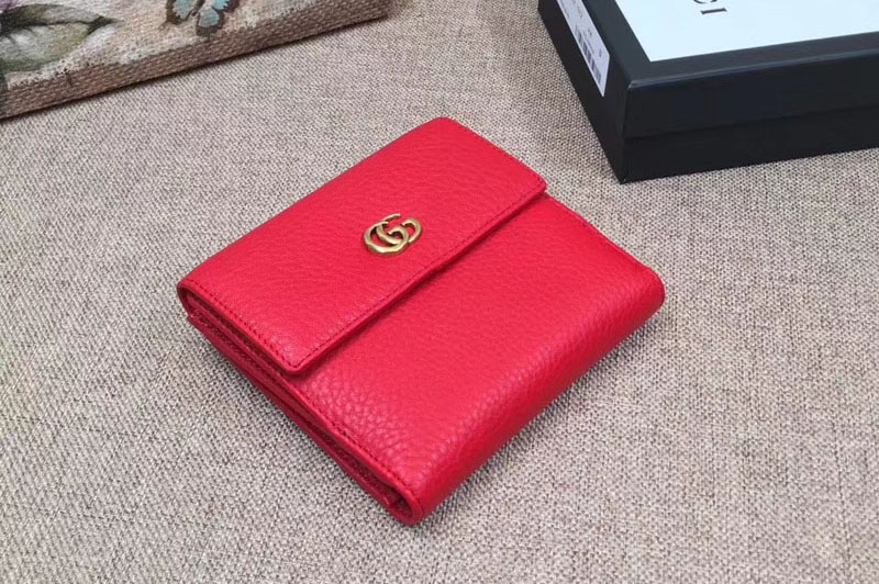 Gucci 456122 Leather french flap wallet Red