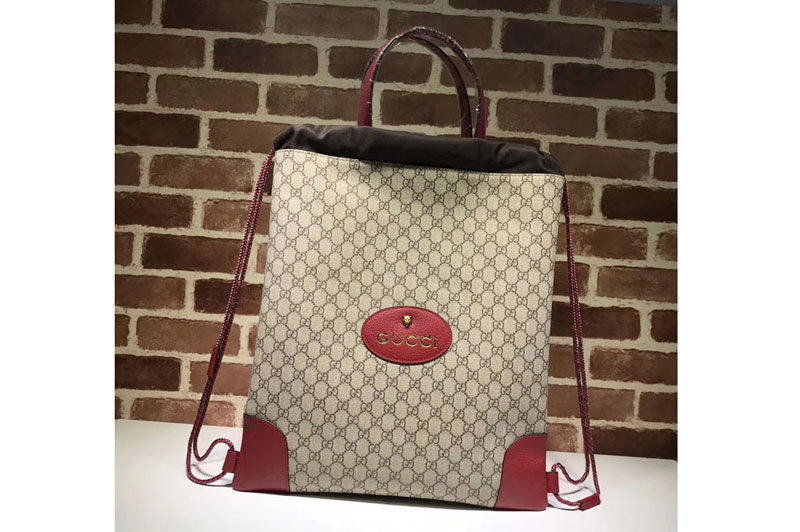 Gucci 473872 GG Supreme drawstring backpack Red