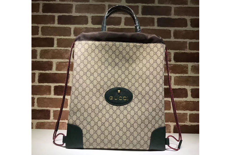 Gucci 473872 GG Supreme drawstring backpack Green