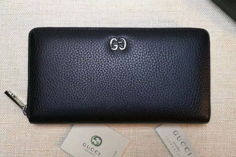 Gucci 473928 Leather zip around wallet Black
