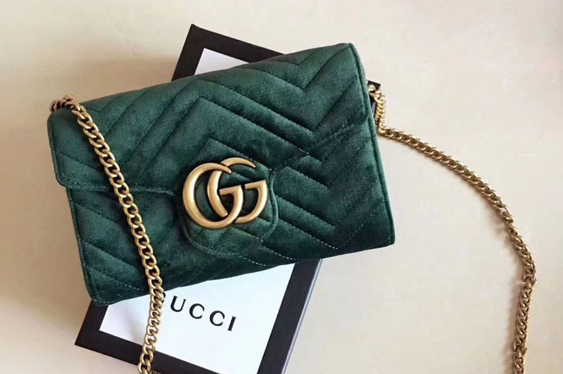 Gucci 474575 GG Marmont velvet mini bags Green