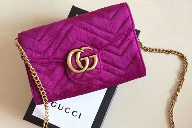 Gucci 474575 GG Marmont velvet mini bags Purple