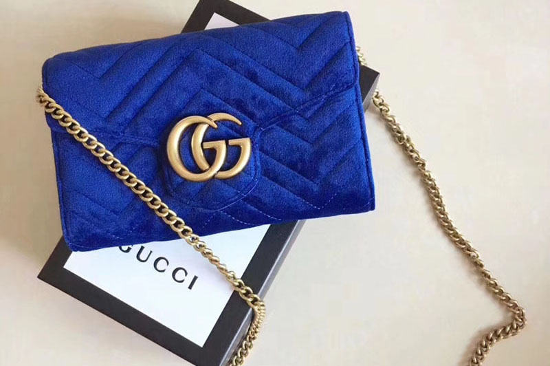 Gucci 474575 GG Marmont velvet mini bags Blue