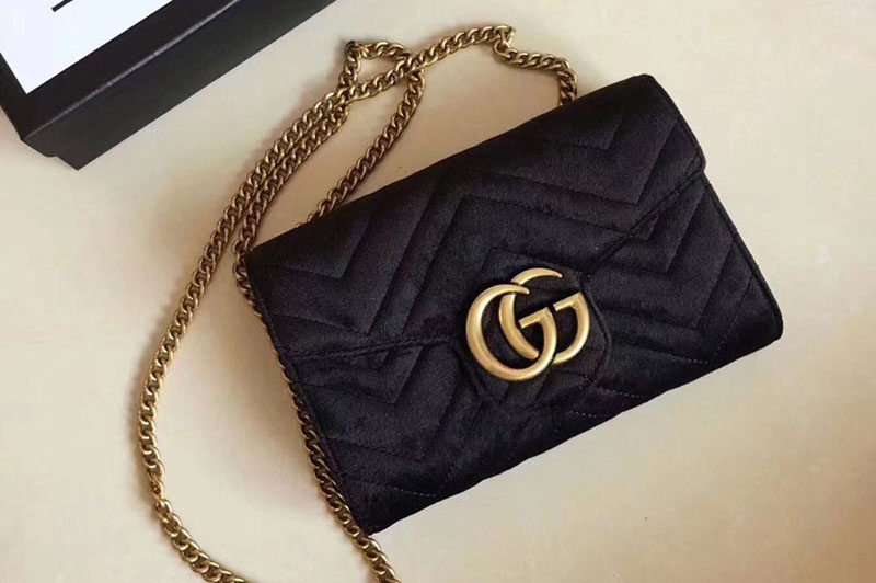 Gucci 474575 GG Marmont velvet mini bags Black
