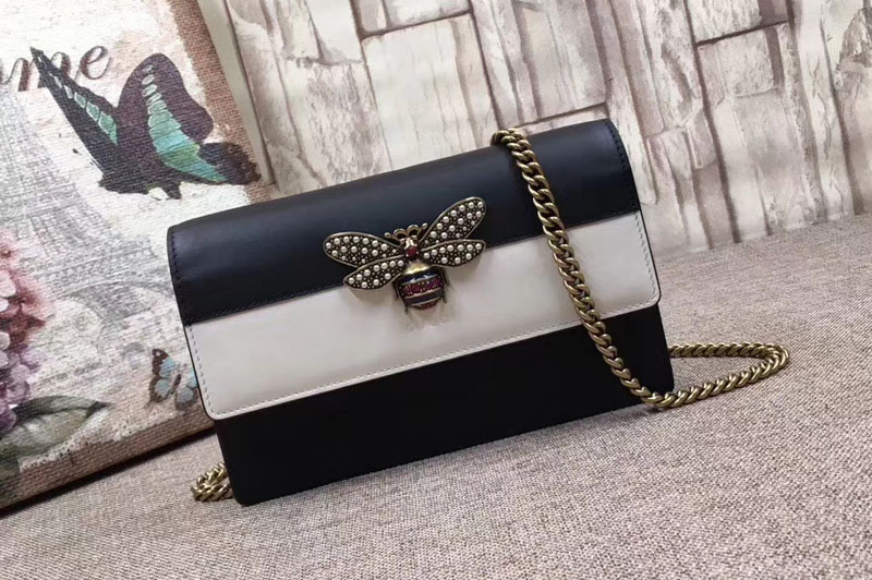 Gucci 476079 Queen Margaret leather mini bags Black/White/Black