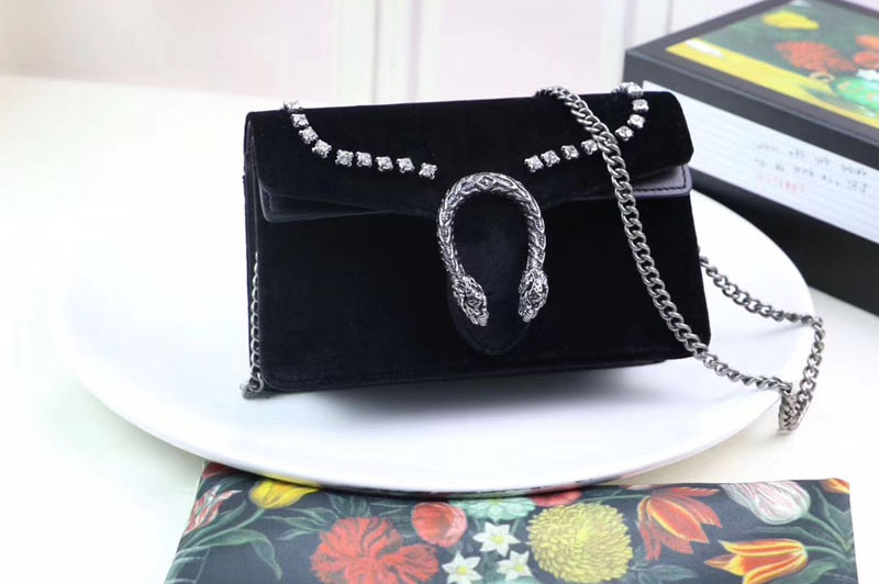 Gucci 476432 Dionysus super mini bags with crystals Black