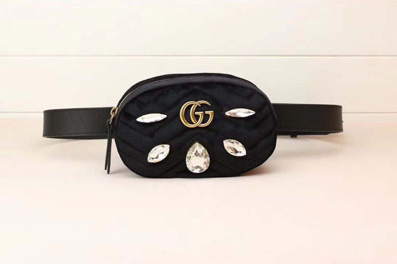 Gucci 476434 GG Marmont belt bags Black Velvet