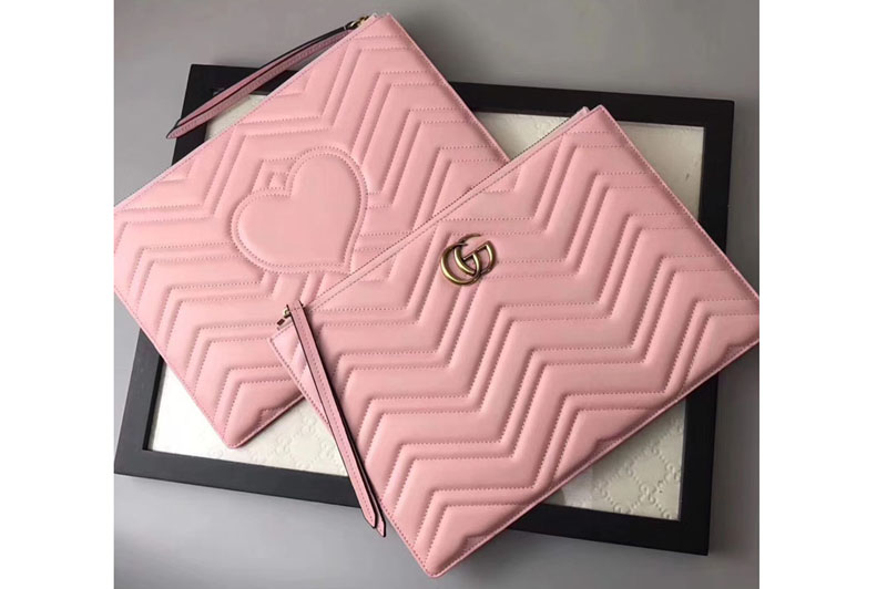 Gucci 476440 GG Marmont matelassé leather pouch Pink