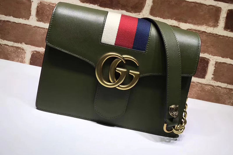 Gucci 476468 GG Marmont Leather Shoulder Bags Green
