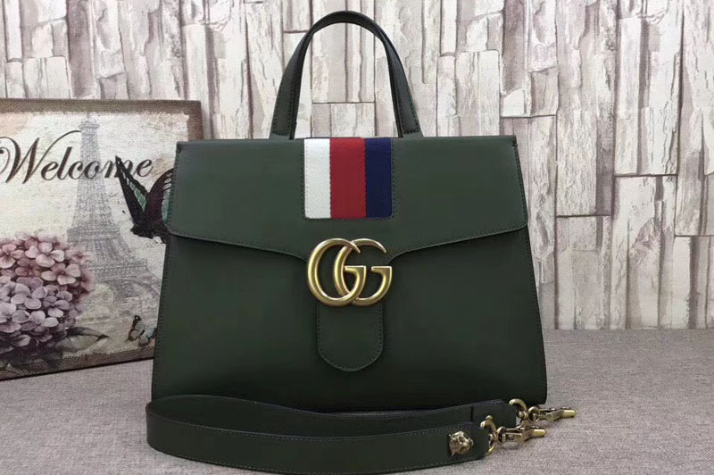 Gucci 476470 Web GG Marmont Top Handle Bags Green