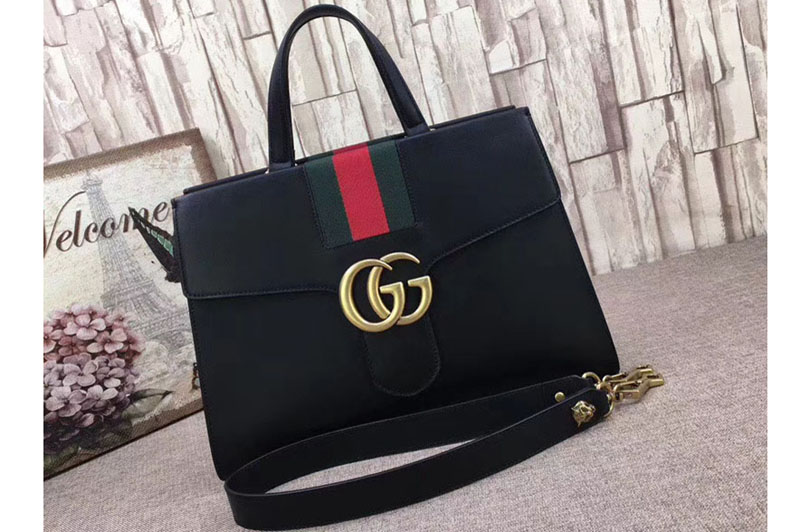 Gucci 476470 Web GG Marmont Top Handle Bags Black