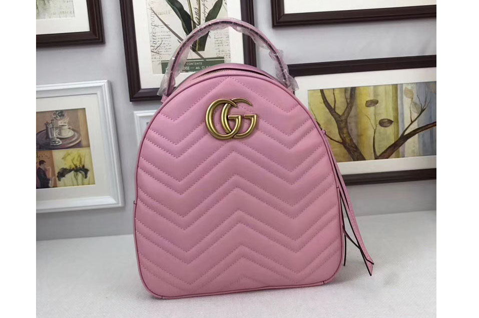 Gucci 476671 GG Marmont Quilted Leather Backpack Pink