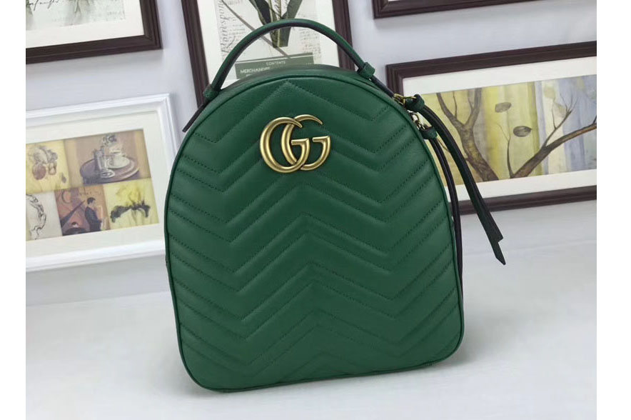 Gucci 476671 GG Marmont Quilted Leather Backpack Green