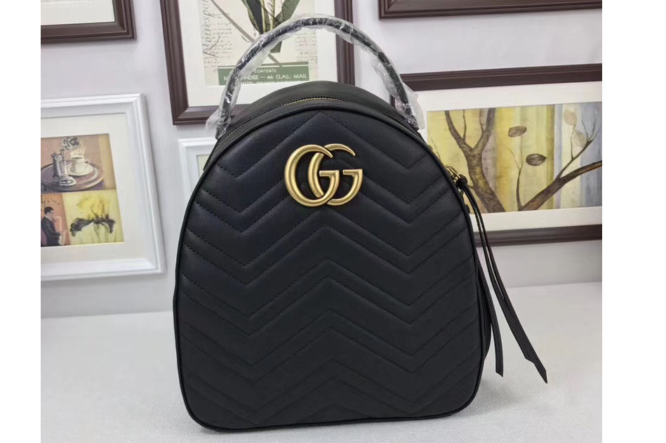 Gucci 476671 GG Marmont Quilted Leather Backpack Black