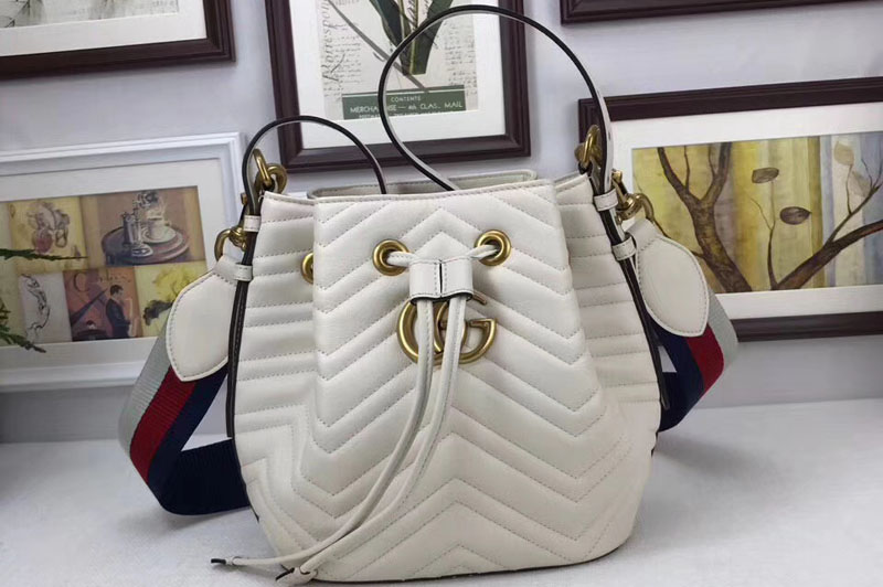 Gucci 476674 GG Marmont quilted leather bucket bags White