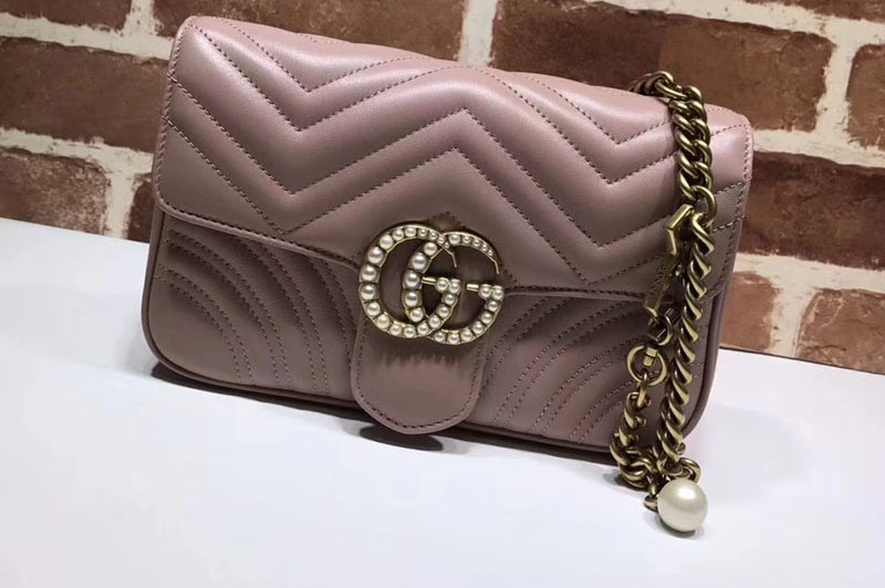Gucci 476809 Matelasse GG Marmont Chain Belt Bags Pink