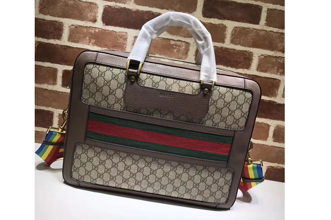 Gucci 484663 GG Supreme briefcase with Web Bags