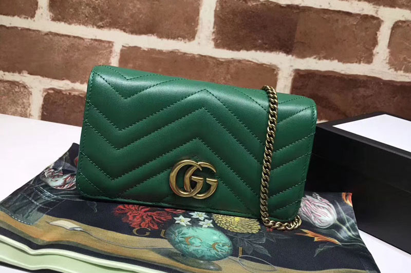 Gucci 488426 GG Marmont Mini Shoulder Bags Green