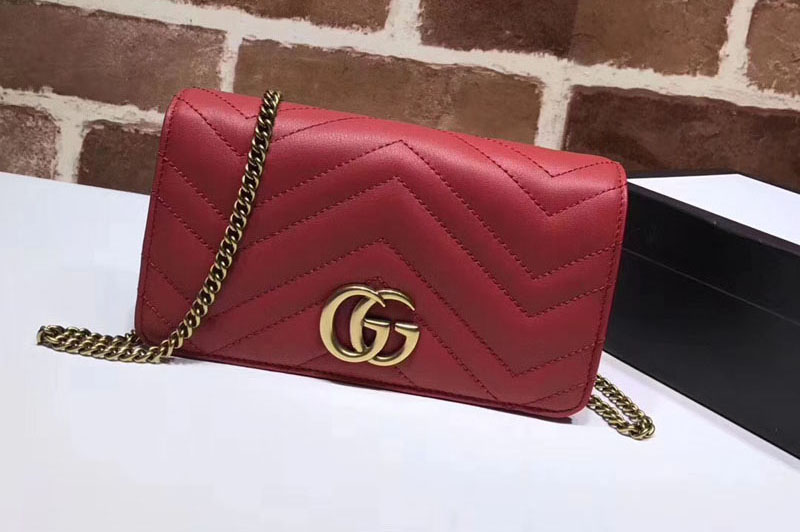 Gucci 488426 GG Marmont Mini Shoulder Bags Red