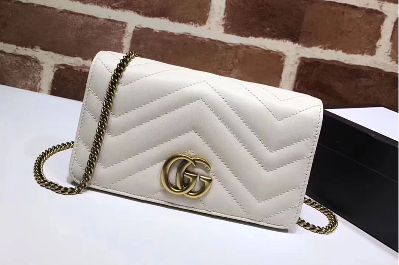 Gucci 488426 GG Marmont Mini Shoulder Bags White