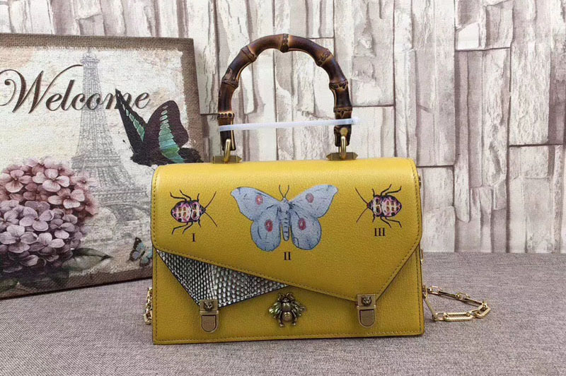 Gucci 488715 Ottilia leather small top handle Bags Yellow