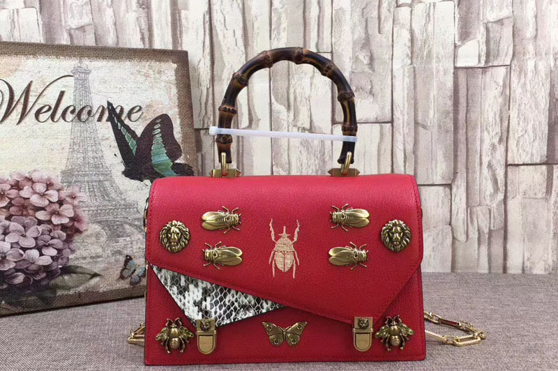 Gucci 488715 Ottilia leather small top handle Bags Red