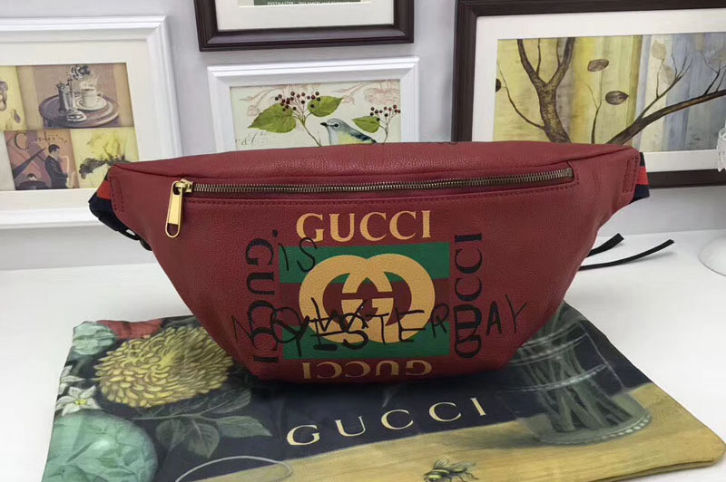 Gucci 493869 Calfskin Leather Pocket Red