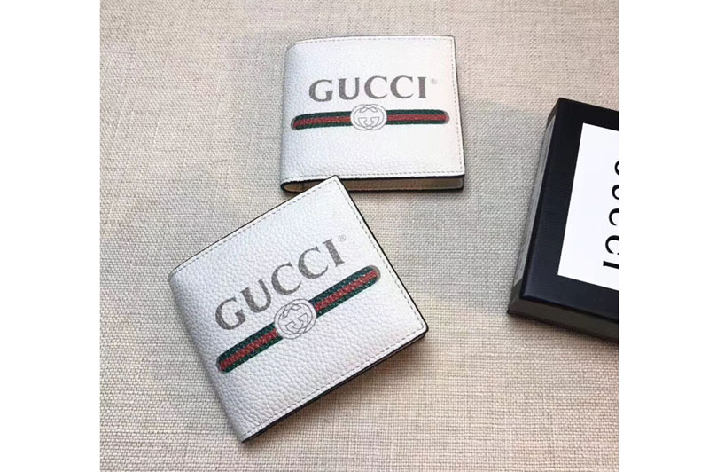 Gucci 496309 logo leather bi-fold wallet White