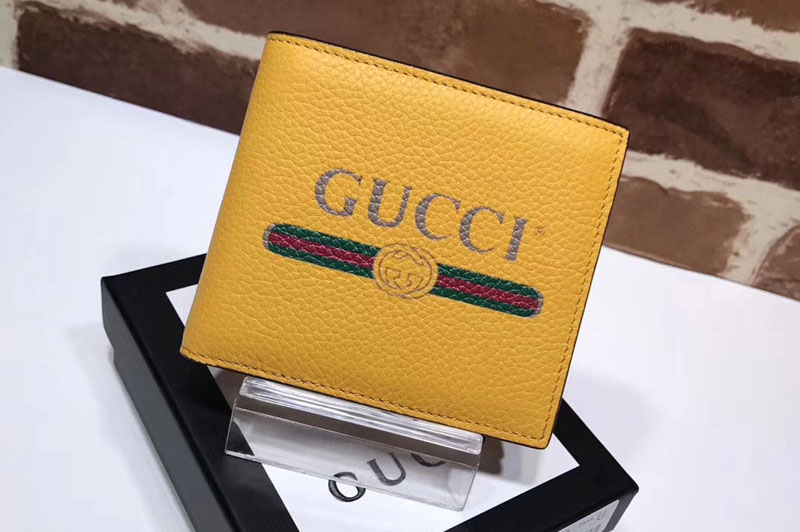 Gucci 496309 Print leather bi-fold wallet Yellow