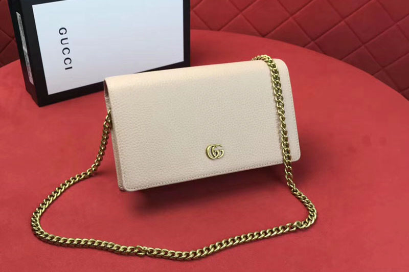 Gucci 497985 GG Marmont leather mini chain bags White