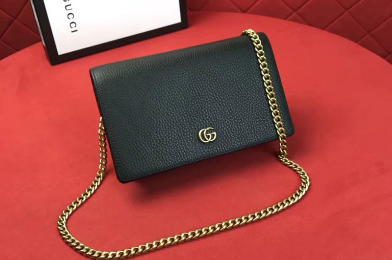 Gucci 497985 GG Marmont leather mini chain bags Black