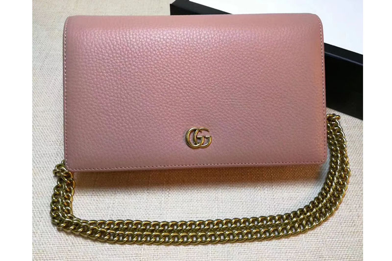 Gucci 497985 GG Marmont leather mini chain bag Pink