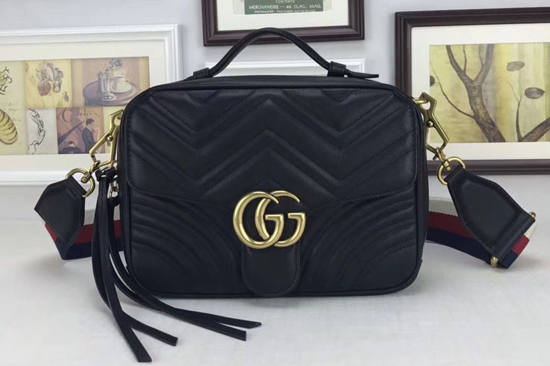 Gucci 498100 GG Marmont matelassé shoulder bags Black