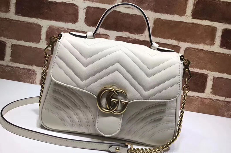 Gucci 498110 GG Marmont small top handle bags White