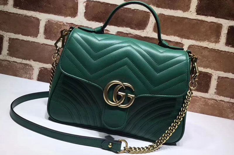 Gucci 498110 GG Marmont small top handle bags Green