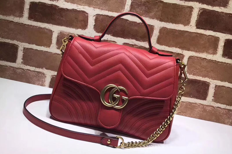 Gucci 498110 GG Marmont small top handle bags Red