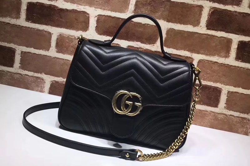 Gucci 498110 GG Marmont small top handle bags Black