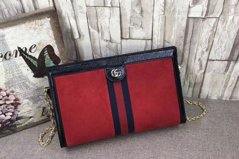 Gucci 503876 Ophidia Medium Red Suede Shoulder Bag