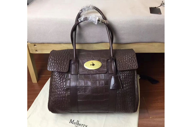 Mulberry Bayswater Natural Leather Cro Print Bags Coffee