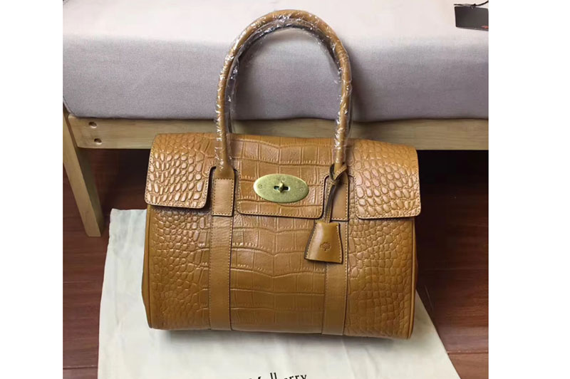 Mulberry Bayswater Natural Leather Cro Print Bags Oak