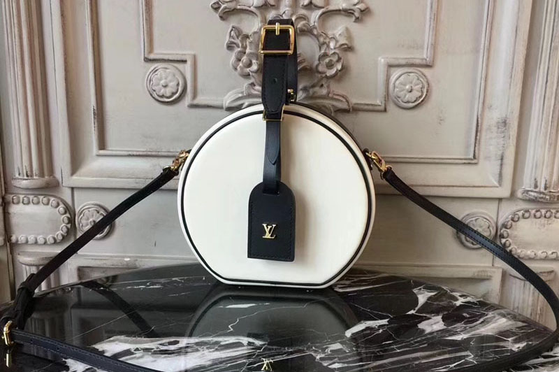 Louis Vuitton Calfskin Petite Boite Chapeau Beige and Black M43514