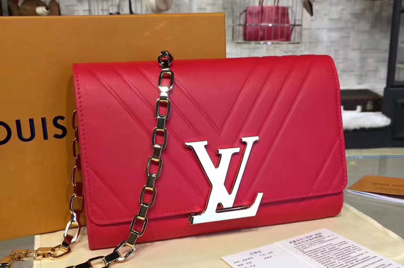 Louis Vuitton M54113 Pochette Louise GM Embossed Calfskin Bags Red