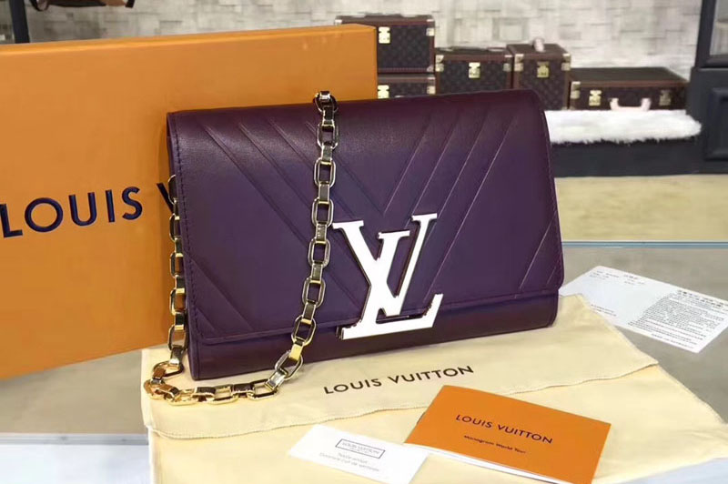 Louis Vuitton M54113 Pochette Louise GM Embossed Calfskin Bags Purple