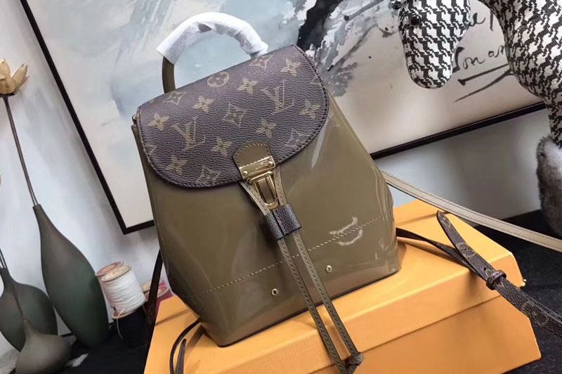 Louis Vuitton M54389 Hot Springs Backpack Patent Leather Vert Bronze