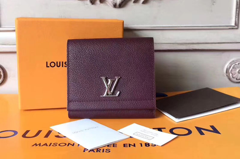 Louis Vuitton M64837 Lockme II Compact Wallets taurillon Purple