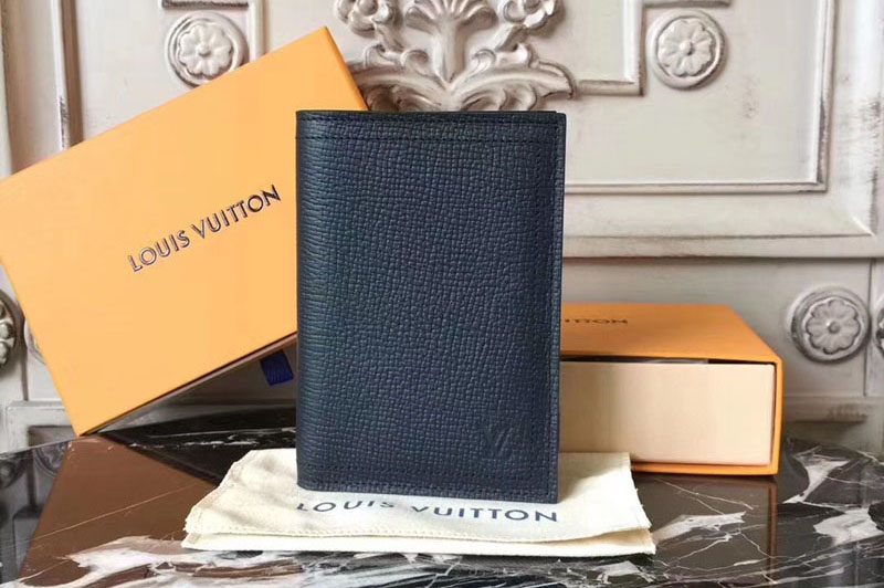 Louis Vuitton M64137 Passport Cover Utah Leather Wallets Blue