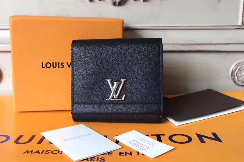 Louis Vuitton M64309 Lockme II Compact Wallets taurillon Black