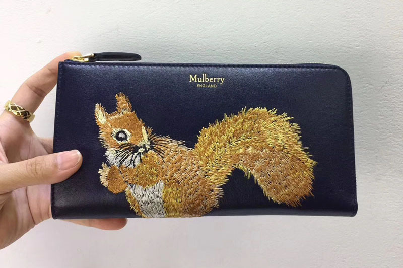 Mulberry Squirrel Wallets Black Smooth Calf