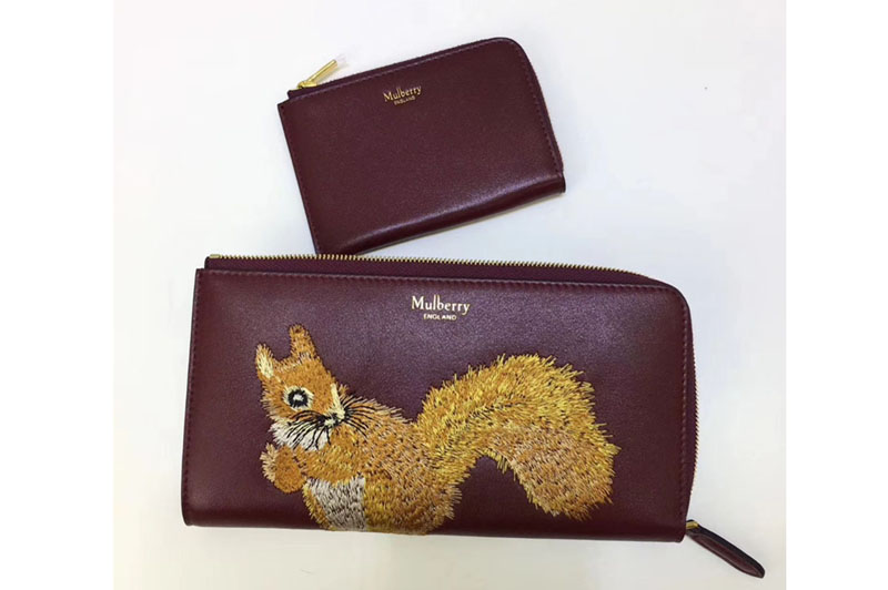 Mulberry Squirrel Wallets Red Smooth Calf